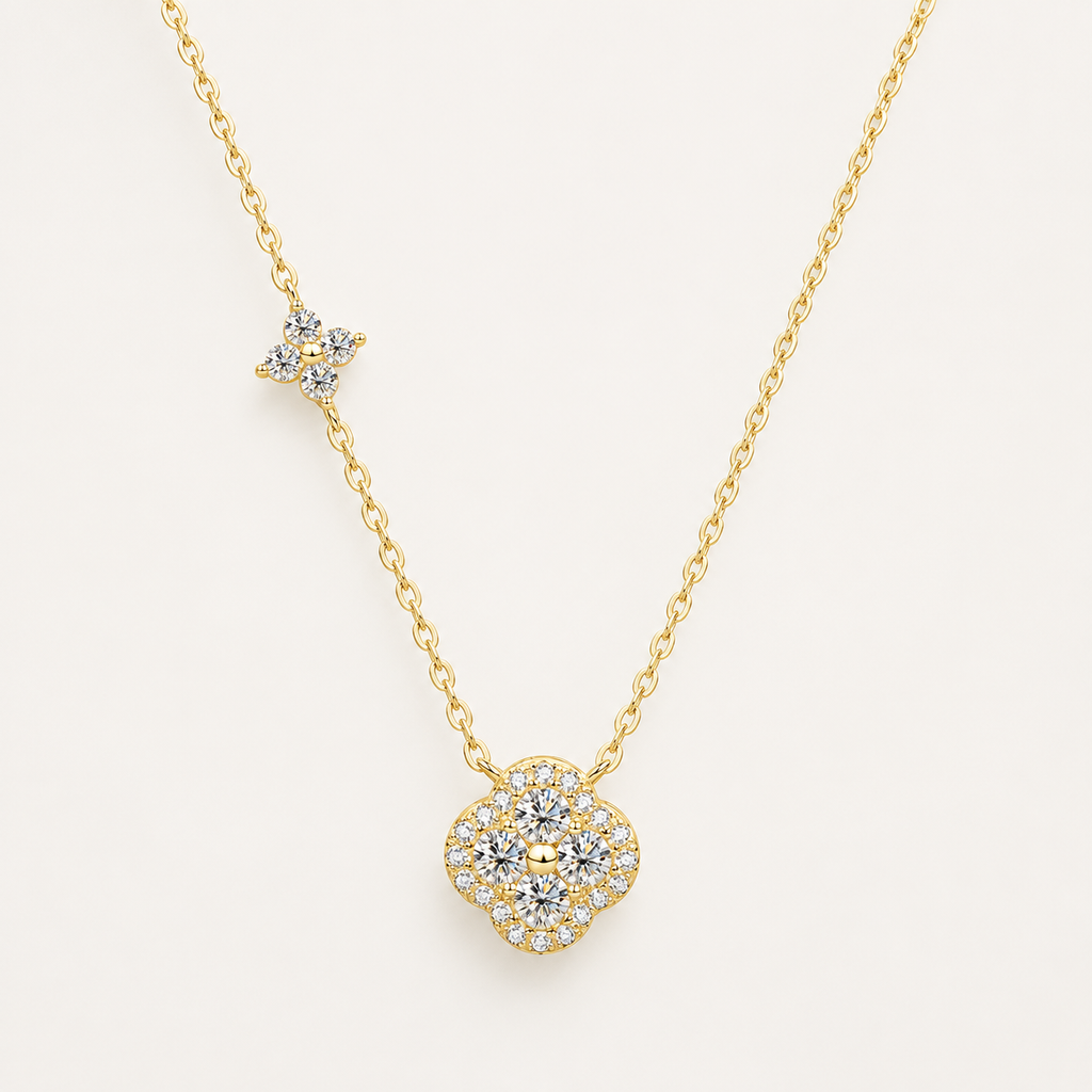 14K Gold Filled Moissanite Clover Stud Earrings