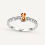 Champagne Glow Crystal Ring in 925 Sterling Silver