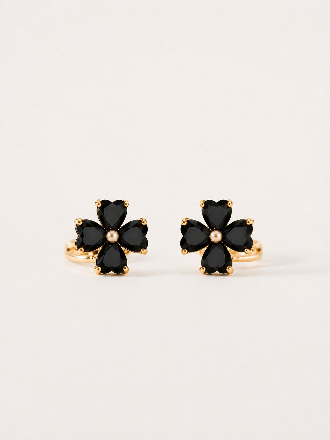 Black Clover Zircon Hoop Earrings in 925 Sterling Silver Gold Plated