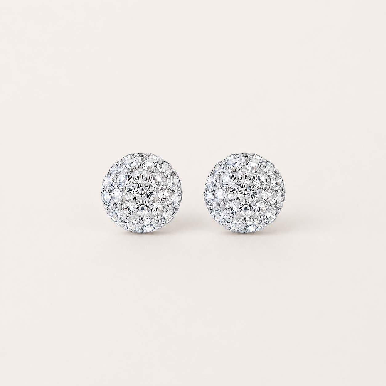 Crystal Ball Sterling Silver Stud Earrings
