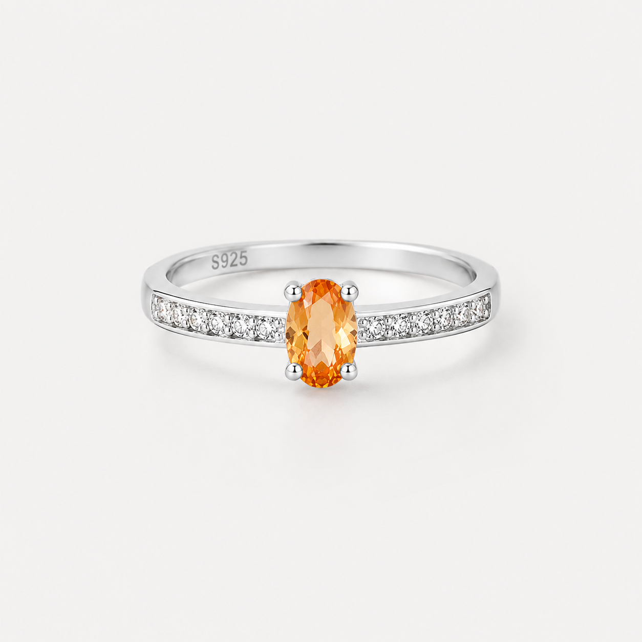 Champagne Glow Crystal Ring in 925 Sterling Silver