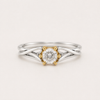 18K Gold-Plated Sterling Silver Solitaire Zircon Ring