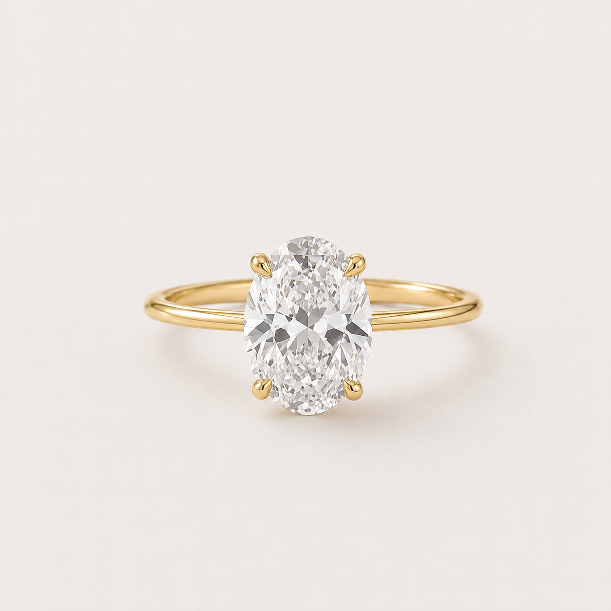 Oval Solitaire Zircon Ring in 925 Sterling Silver