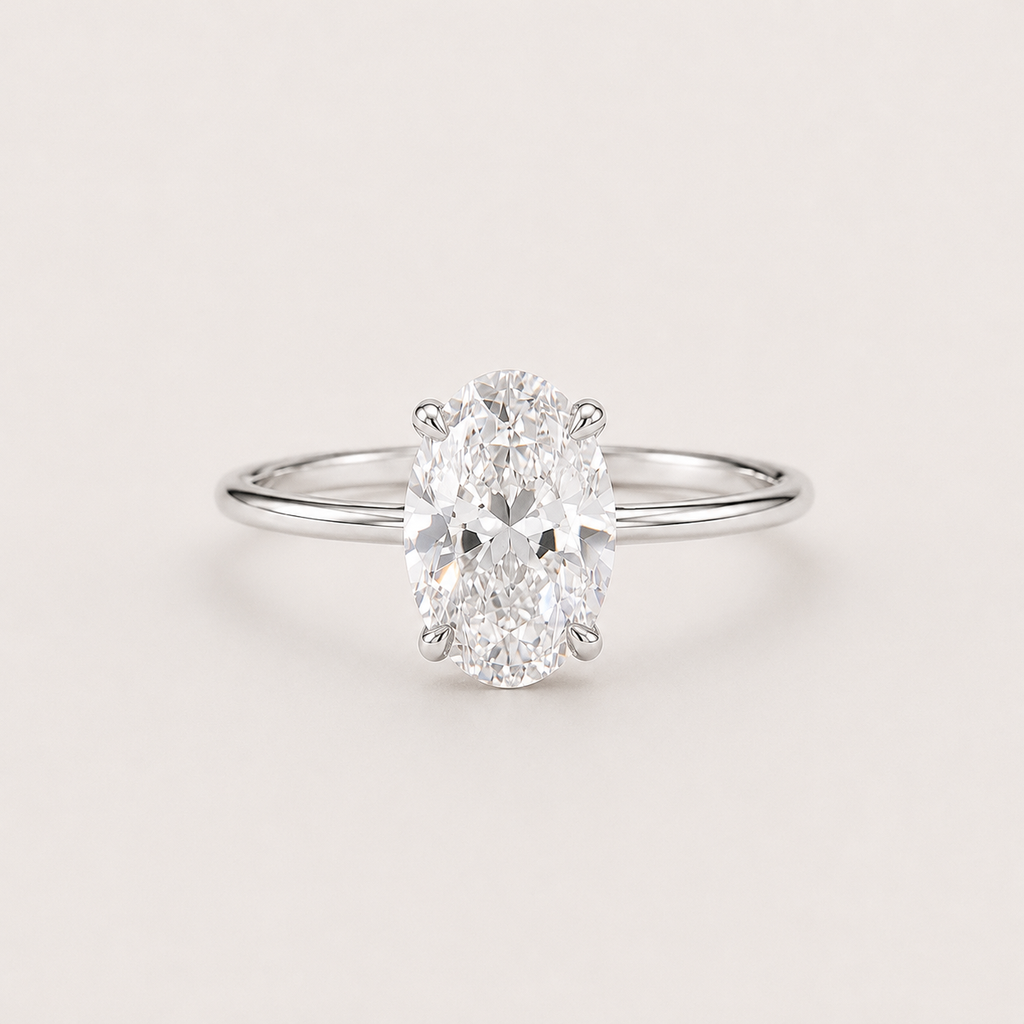 Oval Solitaire Zircon Ring in 925 Sterling Silver