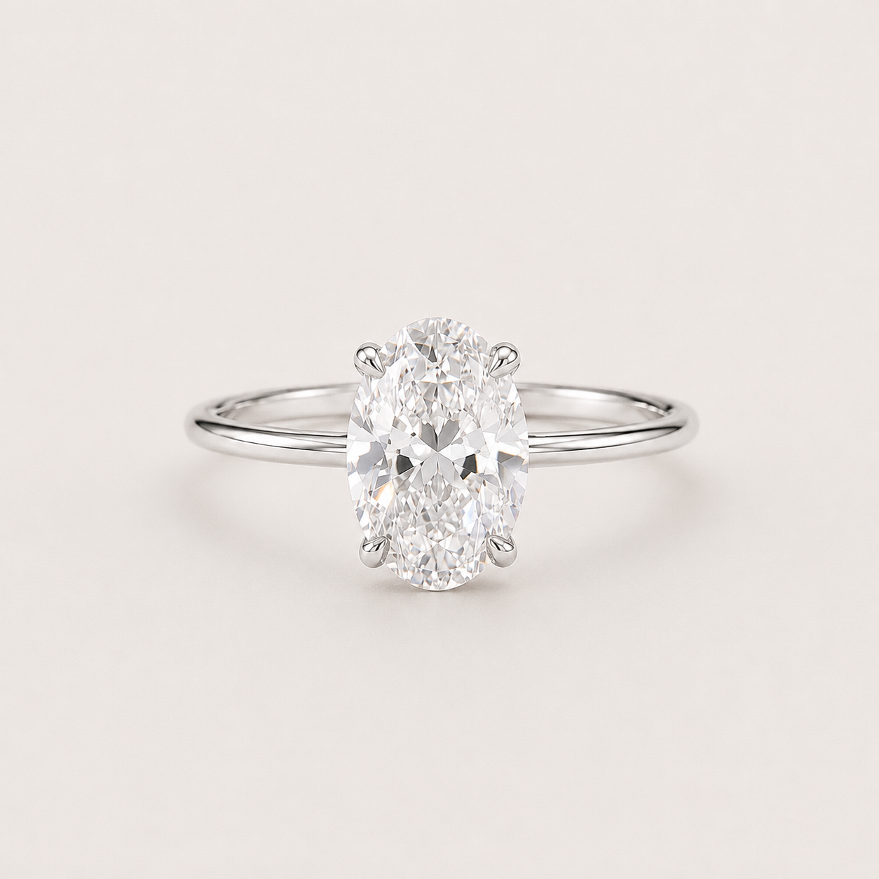 Oval Solitaire Zircon Ring in 925 Sterling Silver