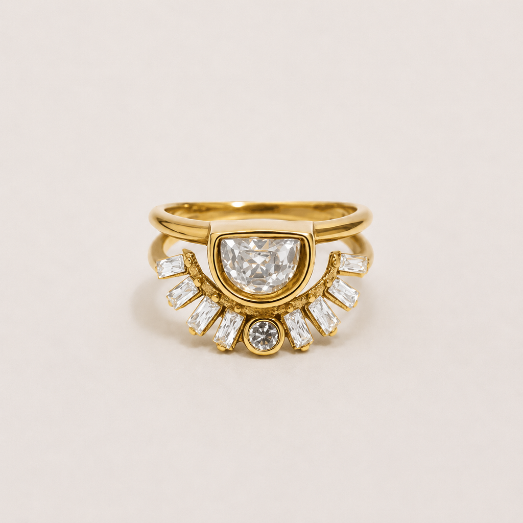 Eleganter Sonnenstrahl Goldring