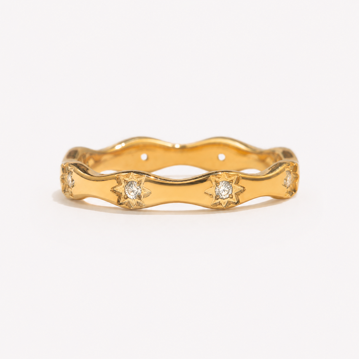 Golden Star Wave Ring