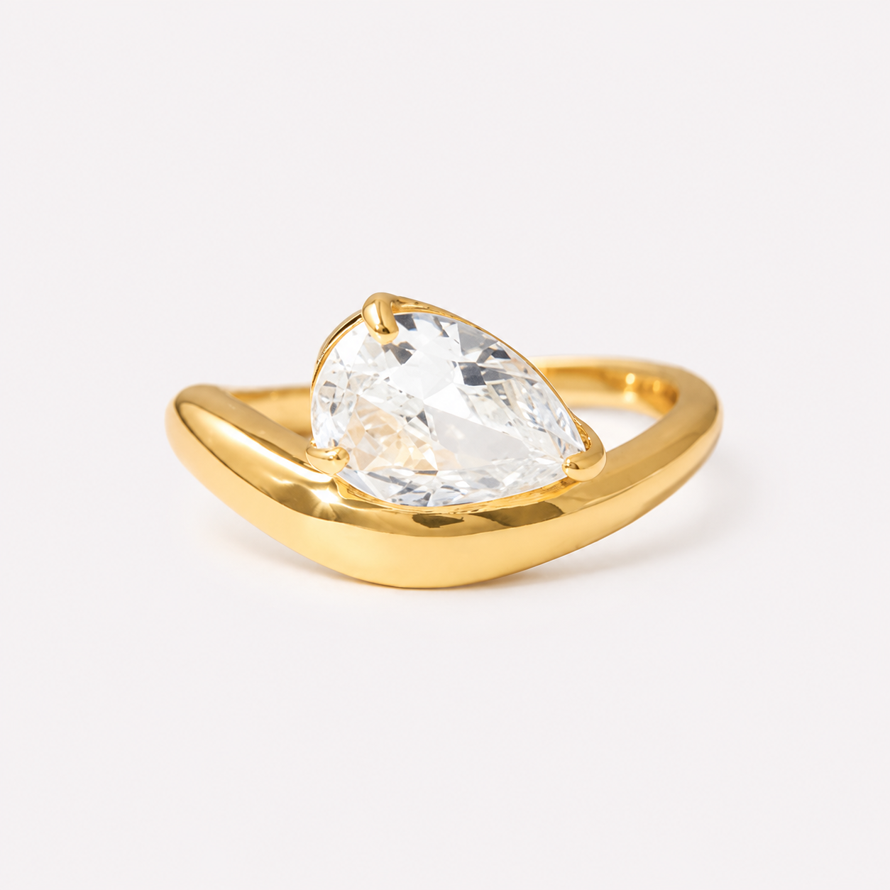 Lumière Teardrop 18k Gold Plated Zirconia Ring