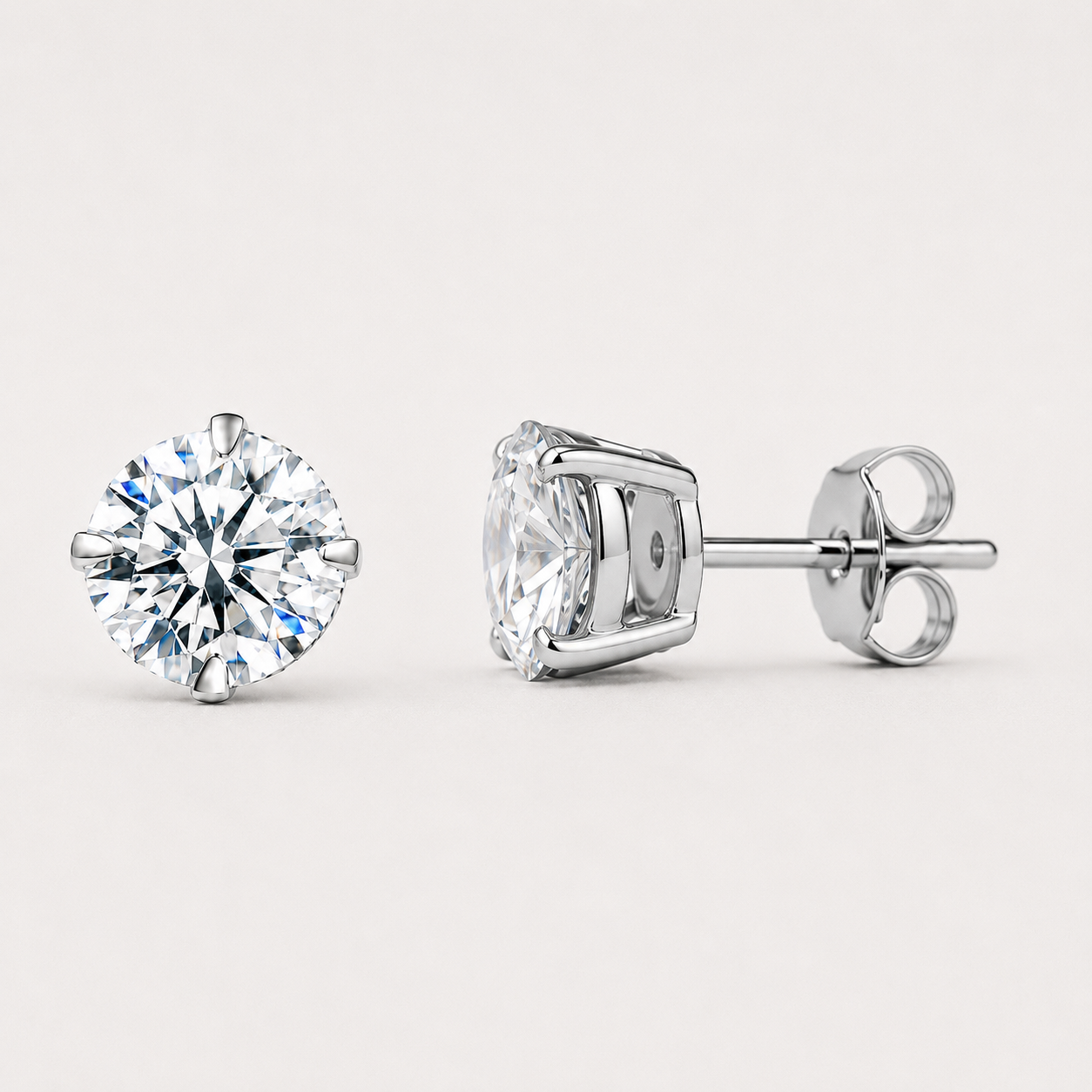 925 Sterling Silver CZ Crystal Stud Earrings