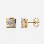 Goldfarbene quadratische Zirkonia-Ohrstecker