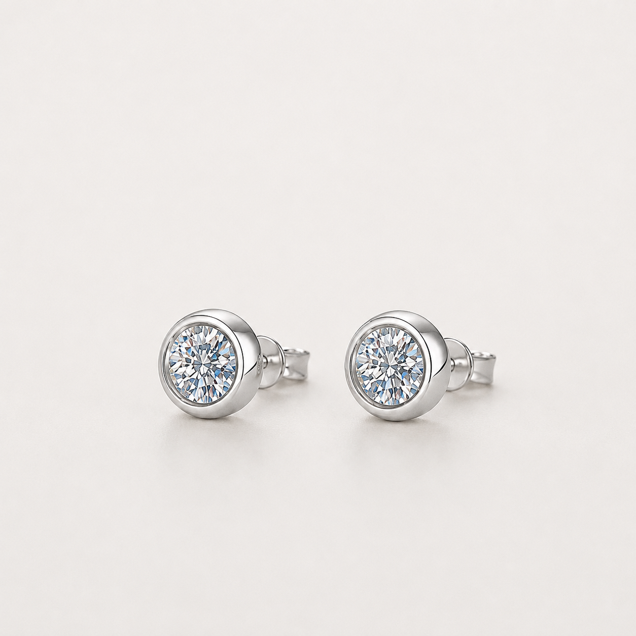 925 Sterling Silver Simplicity Zircon Stud Earrings