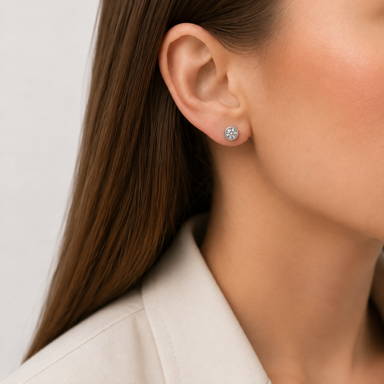 925 Sterling Silver Simplicity Zircon Stud Earrings