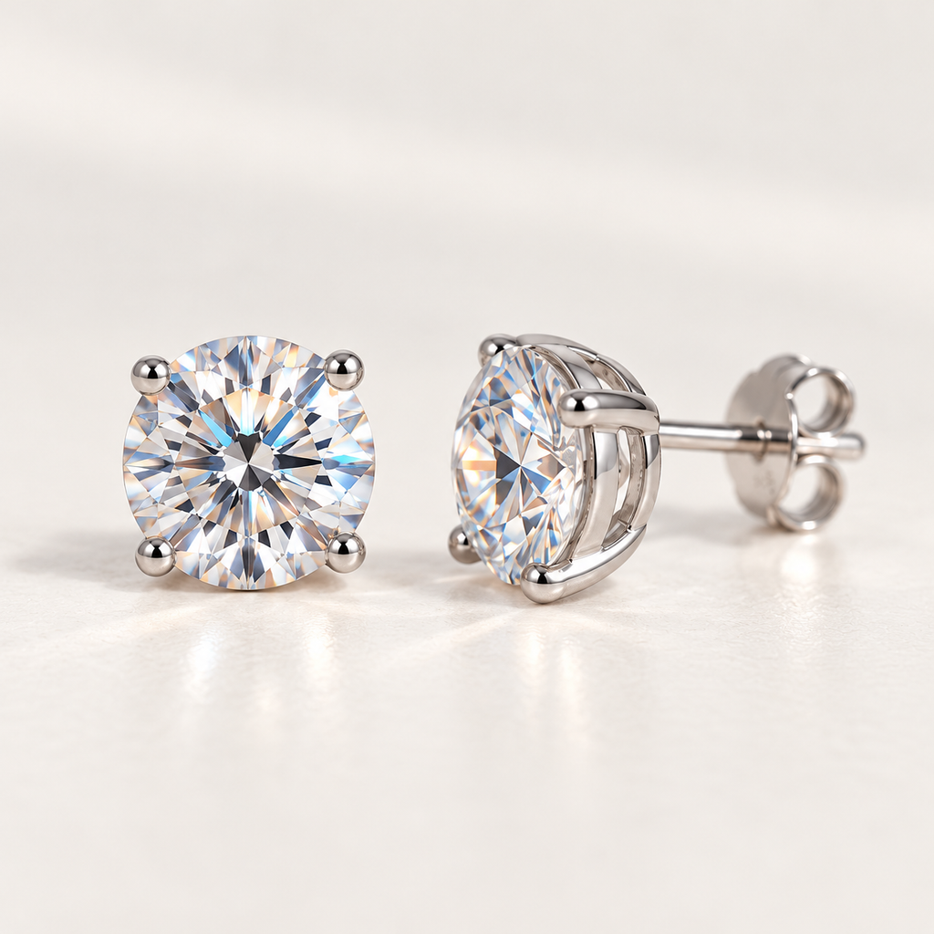 Classic Moissanite Stud Earrings 0.1–2CT | Sterling Silver 925