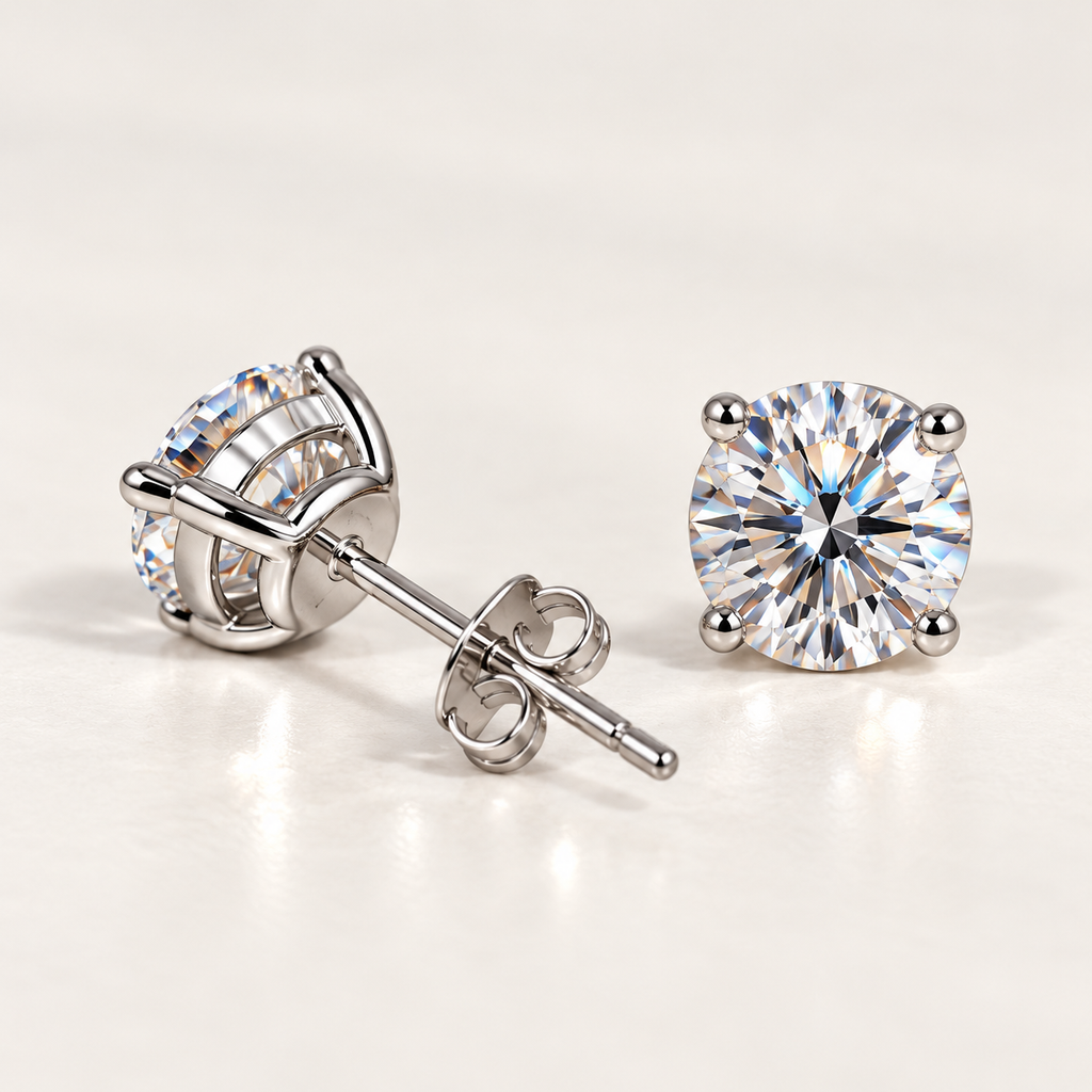 Classic Moissanite Stud Earrings 0.1–2CT | Sterling Silver 925
