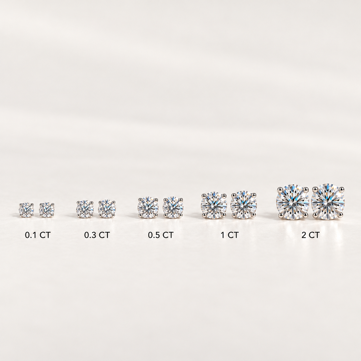 Classic Moissanite Stud Earrings 0.1–2CT | Sterling Silver 925