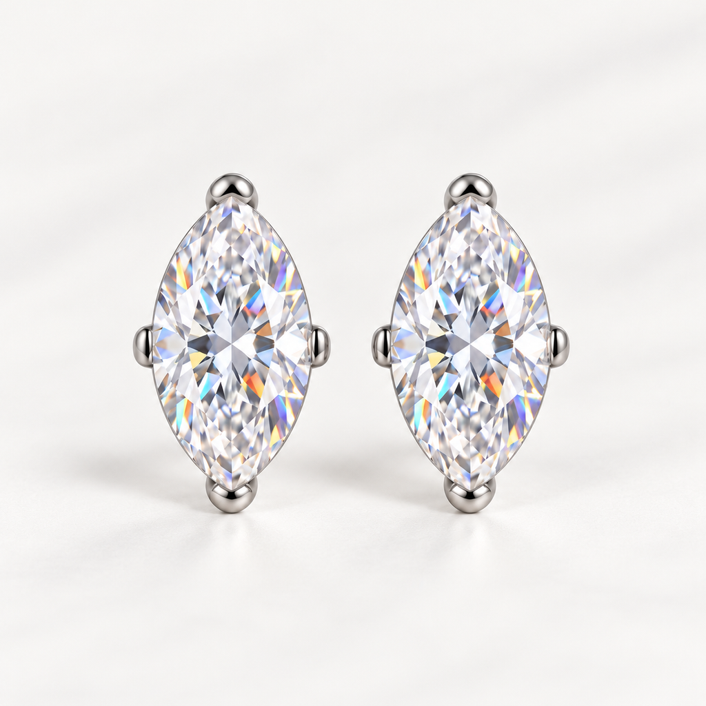 0.5ct Marquise Cut Moissanite Stud Earrings – Elegant Fine Jewelry
