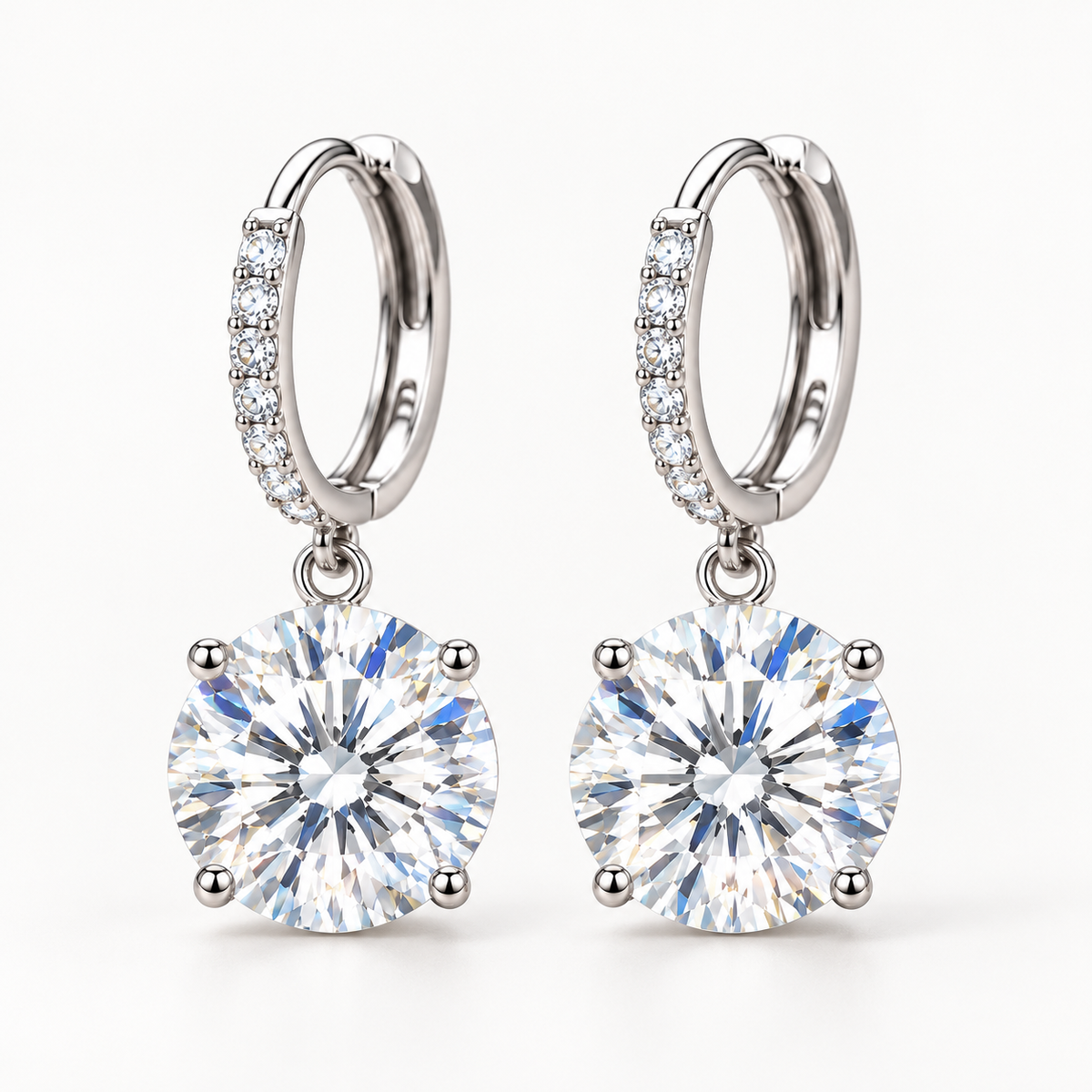 18K Gold Plated S925 Sterling Silver Moissanite Stud Earrings with GRA Certificate