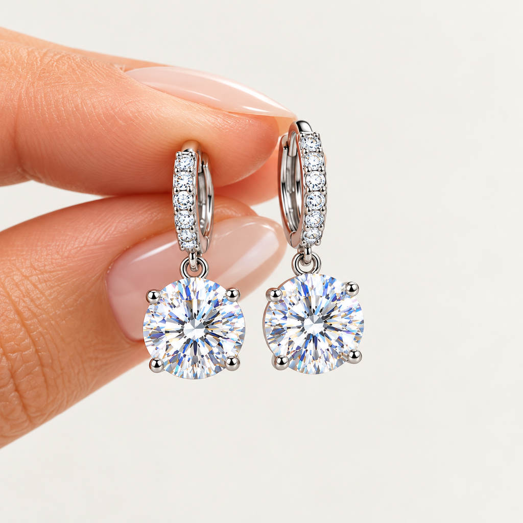 18K Gold Plated S925 Sterling Silver Moissanite Stud Earrings with GRA Certificate
