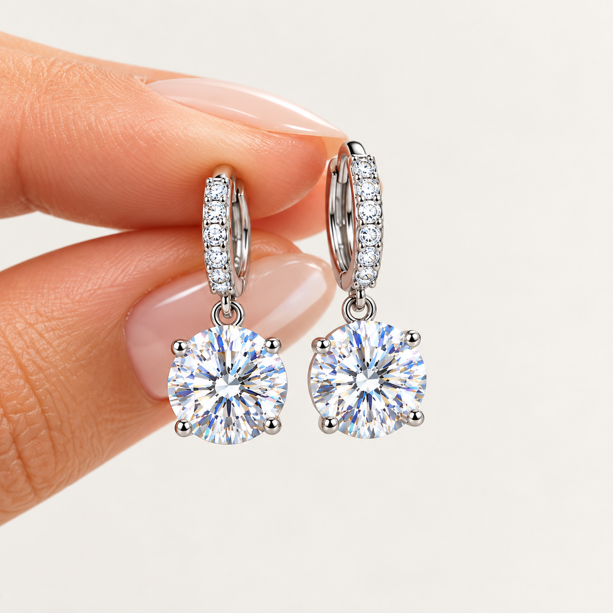 18K Gold Plated S925 Sterling Silver Moissanite Stud Earrings with GRA Certificate