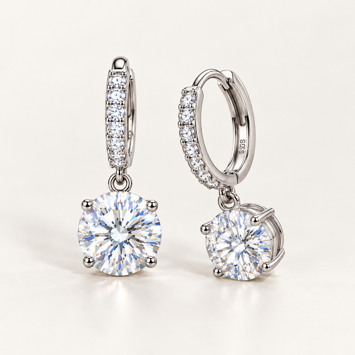 18K Gold Plated S925 Sterling Silver Moissanite Stud Earrings with GRA Certificate
