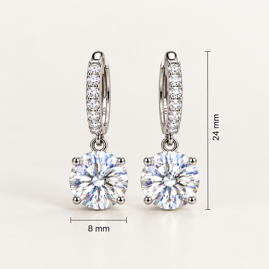 18K Gold Plated S925 Sterling Silver Moissanite Stud Earrings with GRA Certificate