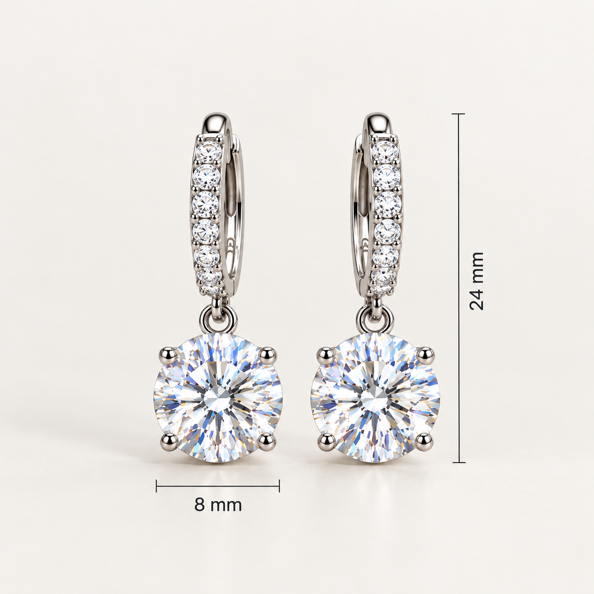 18K Gold Plated S925 Sterling Silver Moissanite Stud Earrings with GRA Certificate