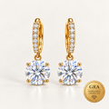 18K Gold Plated S925 Sterling Silver Moissanite Stud Earrings with GRA Certificate
