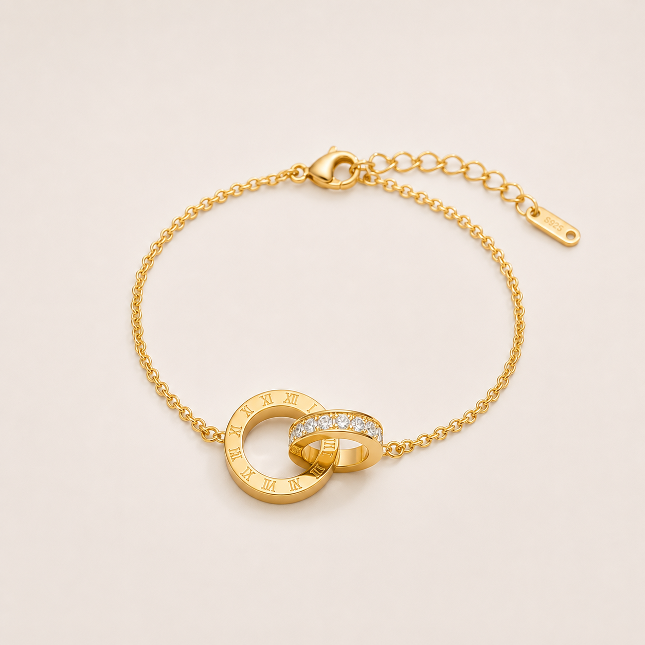 Gold Stainless Steel Interlocking Bracelet