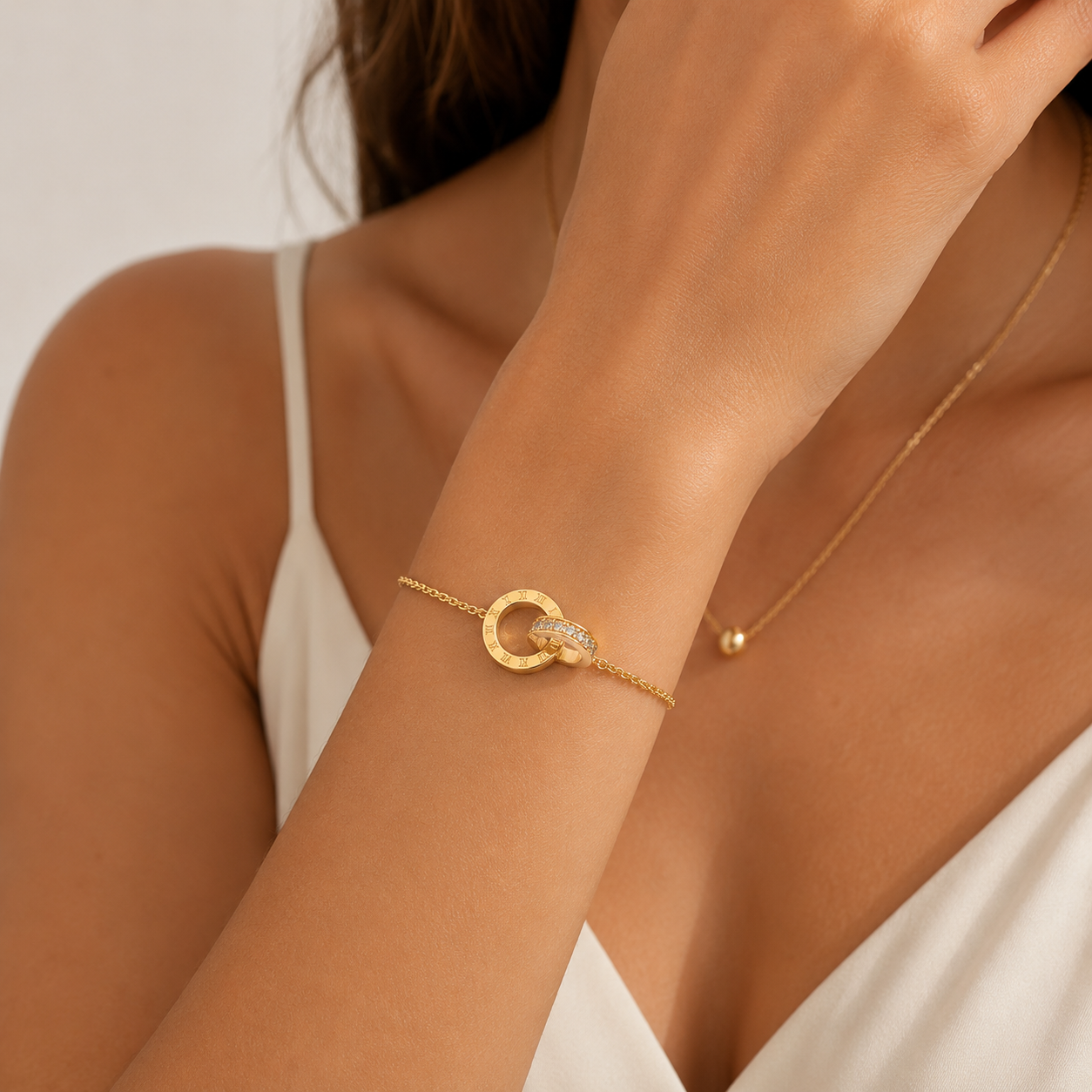 Gold Stainless Steel Interlocking Bracelet