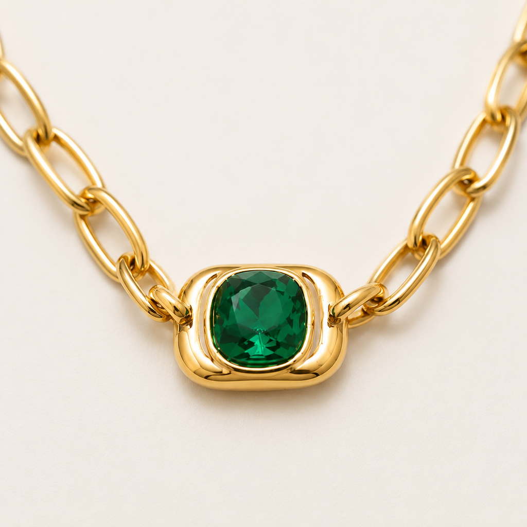 Emerald Aura Paperclip Necklace