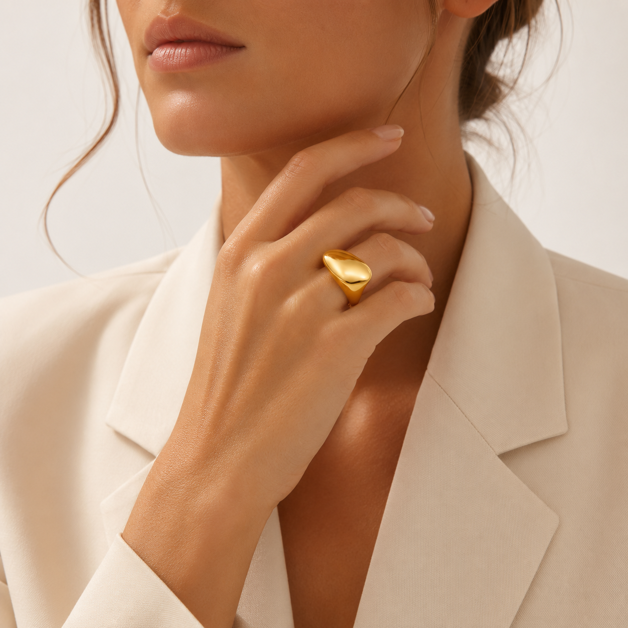 Irregular Teardrop Statement Ring – 18K Gold Plated Stainless Steel