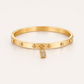 Lock Éclat Stainless Steel Bangle with Zirconia