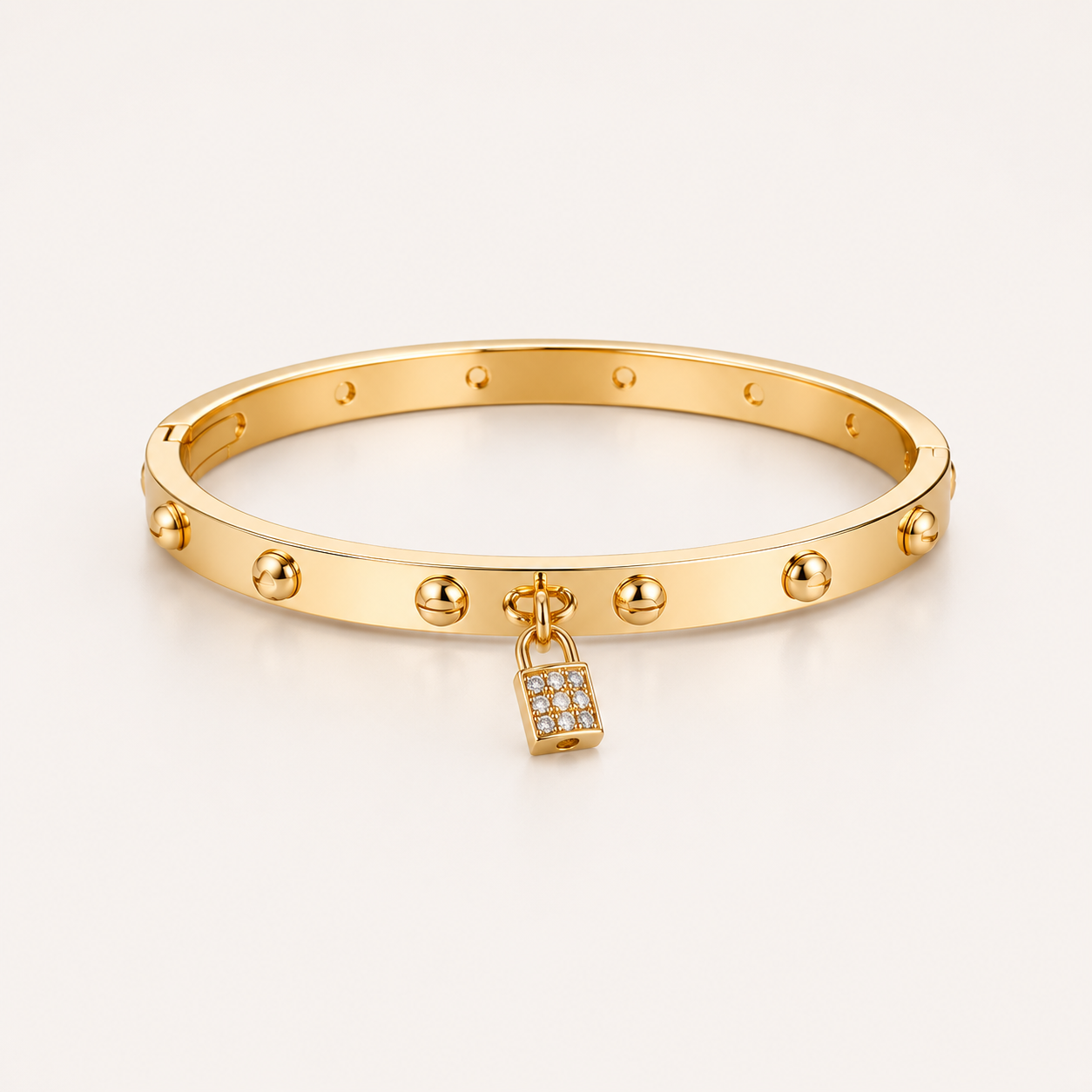 Lock Éclat Stainless Steel Bangle with Zirconia
