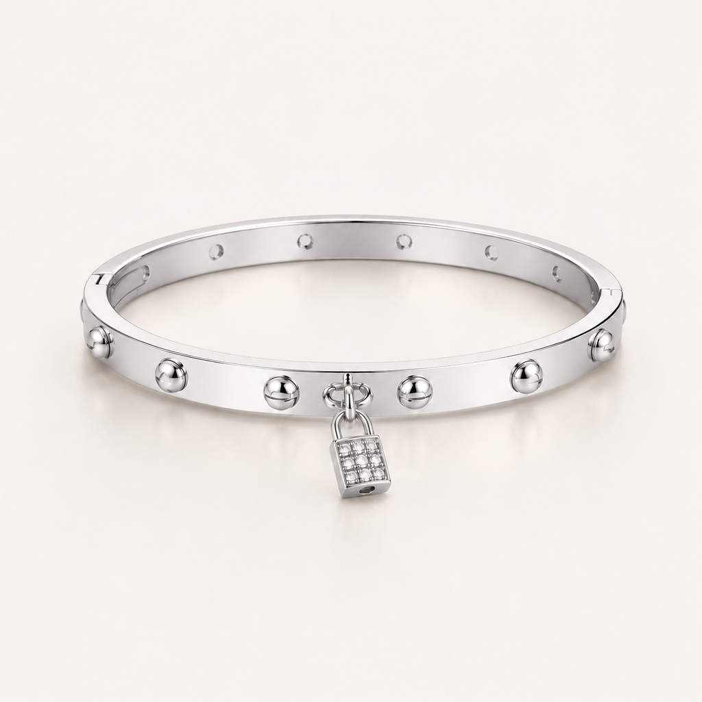 Lock Éclat Stainless Steel Bangle with Zirconia