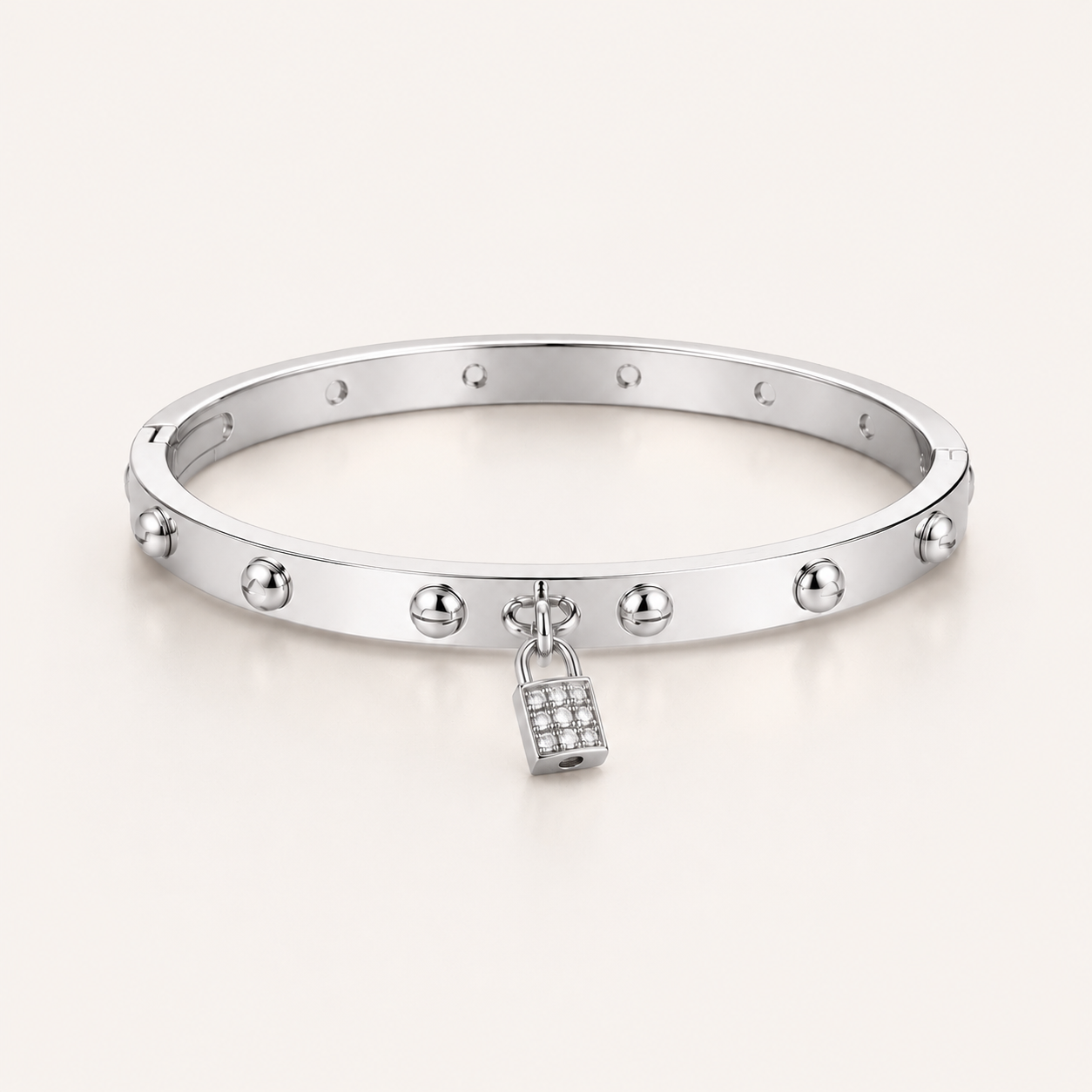 Lock Éclat Stainless Steel Bangle with Zirconia