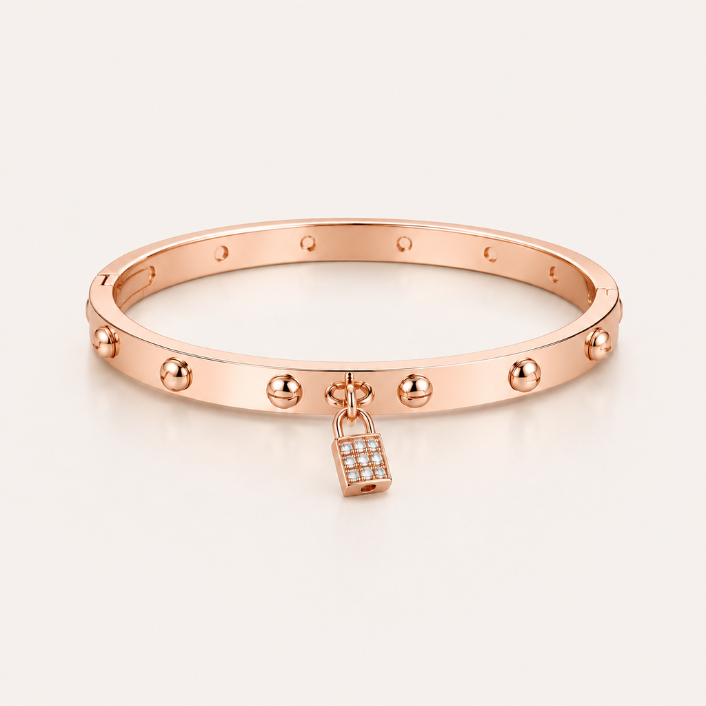 Lock Éclat Stainless Steel Bangle with Zirconia