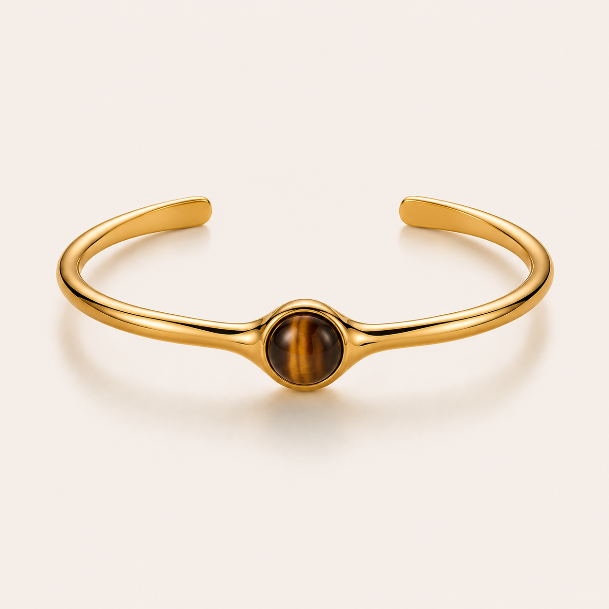 18K Gold-Plated Open Cuff Bracelet with Tiger’s Eye or Turquoise