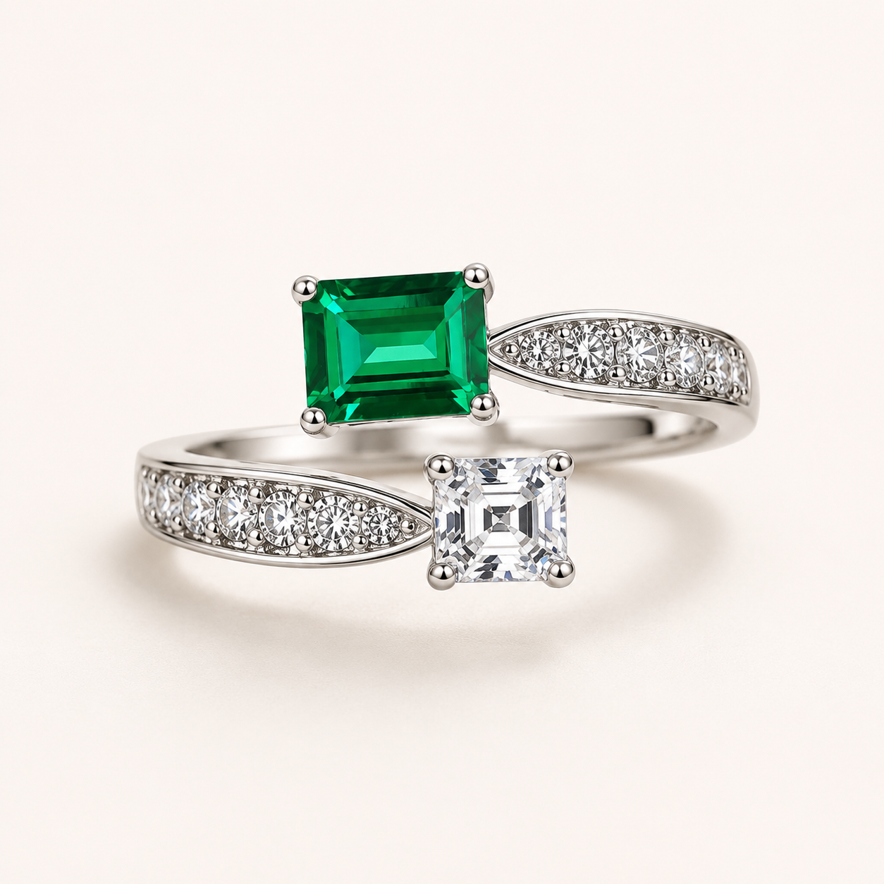Emerald-Éclat-verstellbarer Ring