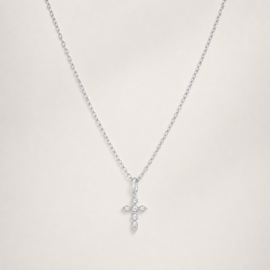 Celestial Cross Necklace in 925 Sterling Silver