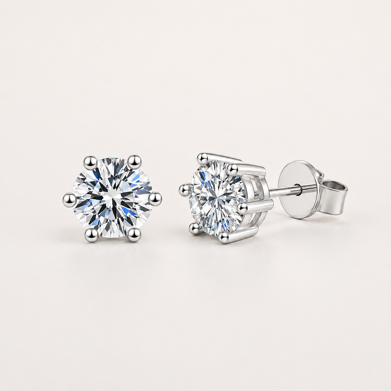 5-9 MM Moissanit-Ohrring 925 Sterling Silber mit 18 Karat Weißgold überzogen Ohrstecker für Frauen Schmuck