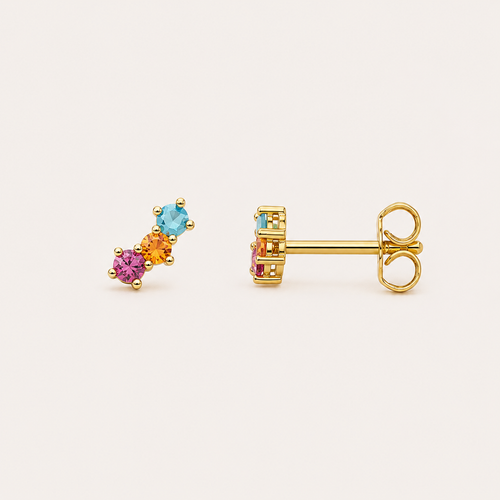 Boucles d'oreilles clous Aurora multicolores en argent sterling 925  