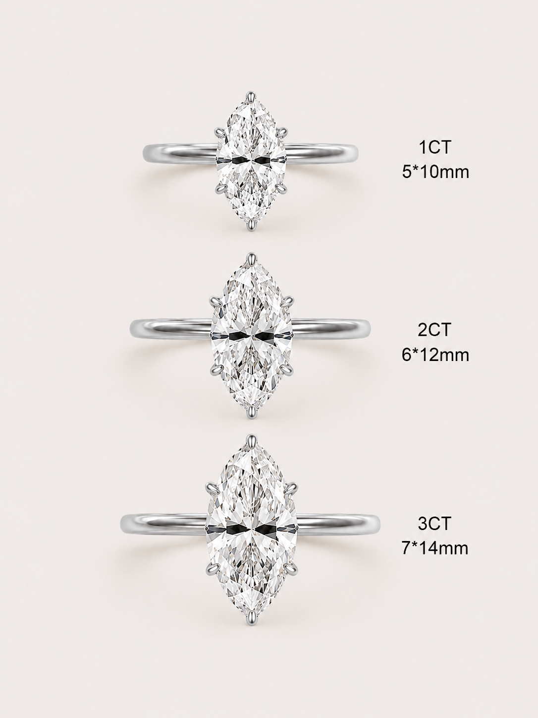 Bague solitaire marquise – argent sterling 925  