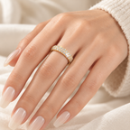 S925 Sterling Silver Pavé Moissanite Band Ring – Platinum Plated