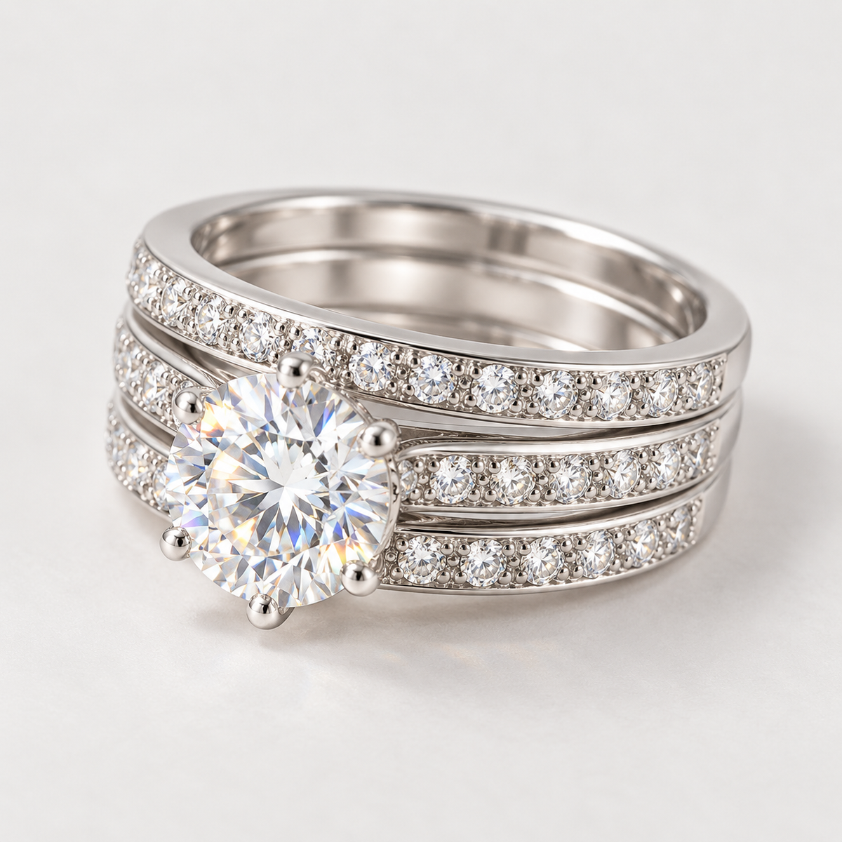 2ct Moissanite Engagement Ring Set in 925 Sterling Silver