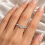 Round Moissanite V-Shaped Crown Ring in Sterling Silver 925