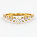 Round Moissanite V-Shaped Crown Ring in Sterling Silver 925