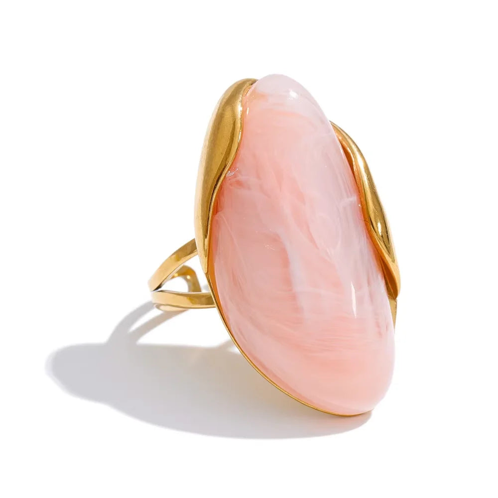 18k Gold Plated Stainless Steel Ring with Resin Detail