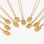 E.B.belle Trendy Personality Square Stainless steel Pendant Embossment 12 Constellation Sign PVD Gold-plating Necklace For Women