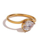 Elegant Wave Zircon Ring