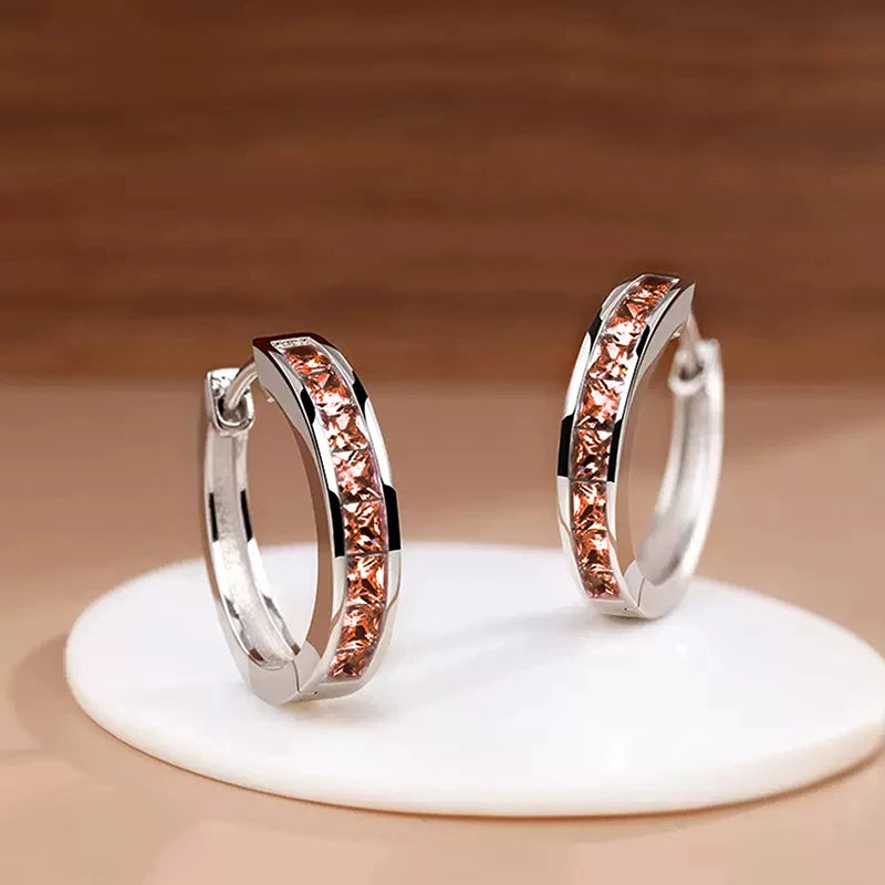 Gold Hoop Earrings with Cubic Zirconia